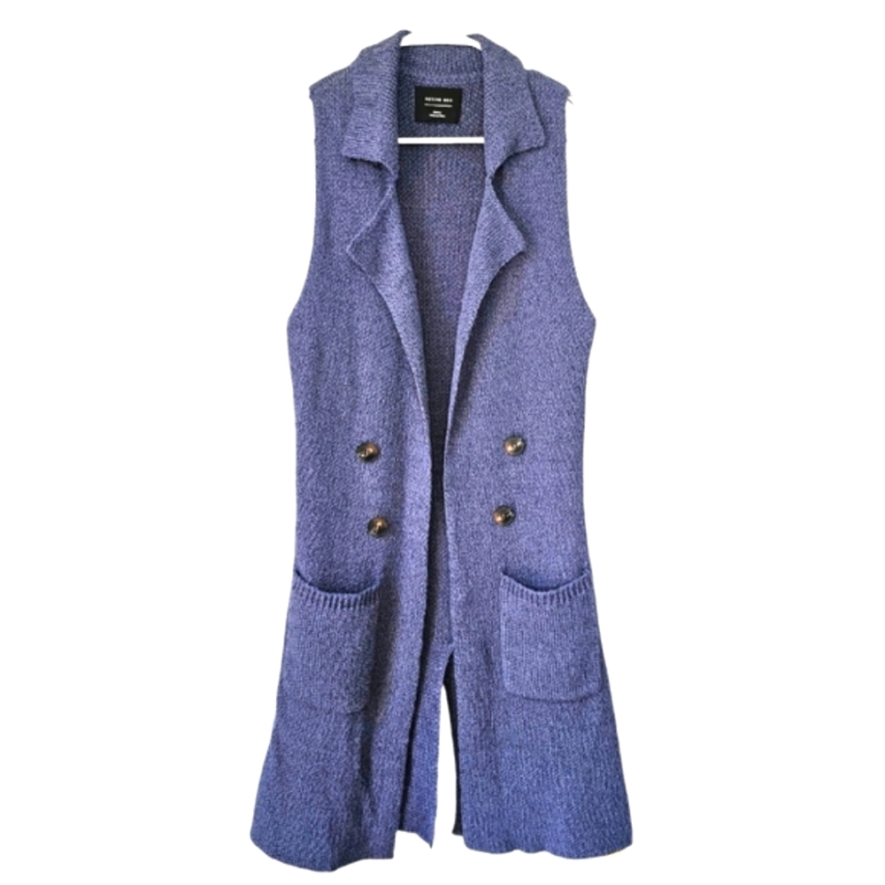 Active USA Women's Long Dusty Blue Sweater Vest